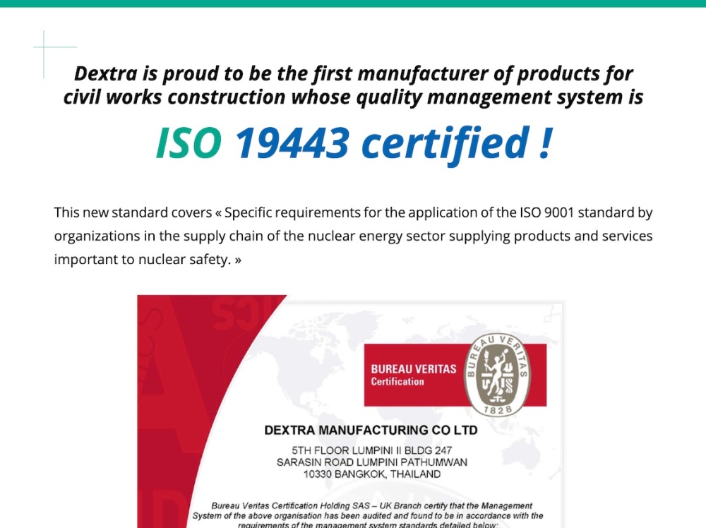 Dextra solutions is ISO 19443 certified!